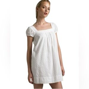Vince White Eyelet Cap Sleeve Embroidered Cotton Summer Shift Dress Size 10